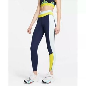 Nike One Color Block| Stretch| Dri-Fit| Athletic| Mid-Rise Leggings